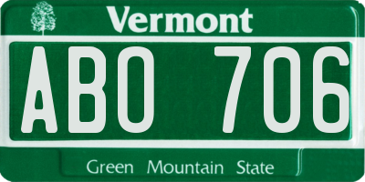 VT license plate ABO706