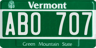 VT license plate ABO707