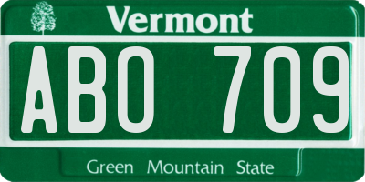 VT license plate ABO709