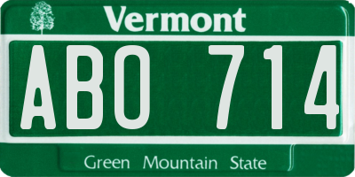 VT license plate ABO714