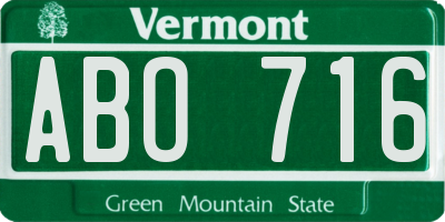 VT license plate ABO716