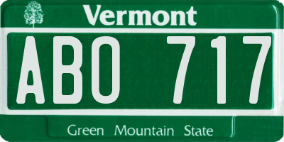 VT license plate ABO717