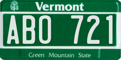 VT license plate ABO721