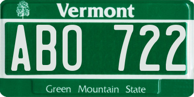 VT license plate ABO722