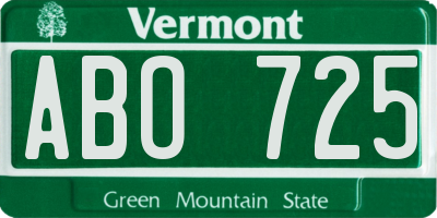 VT license plate ABO725