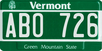 VT license plate ABO726