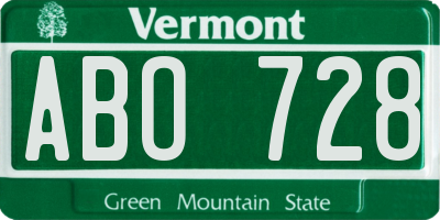 VT license plate ABO728