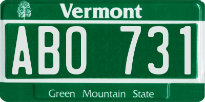 VT license plate ABO731