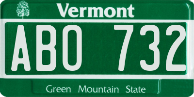 VT license plate ABO732