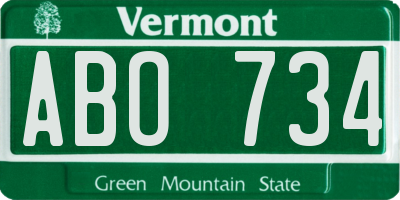 VT license plate ABO734