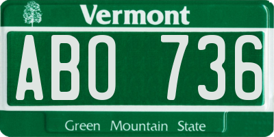 VT license plate ABO736