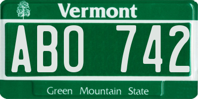 VT license plate ABO742