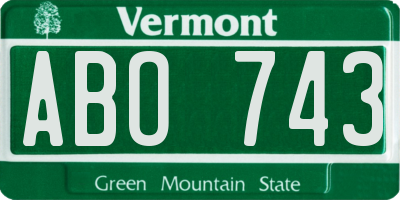 VT license plate ABO743