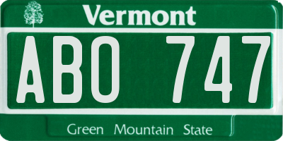 VT license plate ABO747