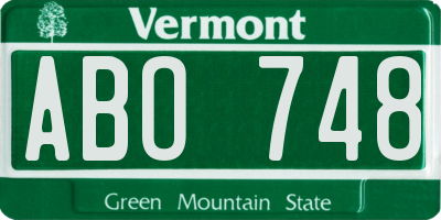 VT license plate ABO748