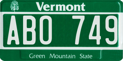 VT license plate ABO749