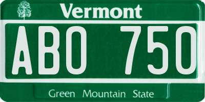 VT license plate ABO750