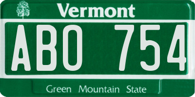 VT license plate ABO754