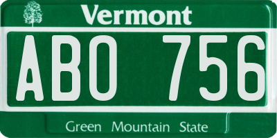 VT license plate ABO756