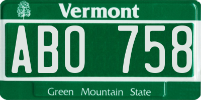 VT license plate ABO758