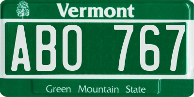 VT license plate ABO767