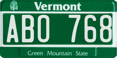 VT license plate ABO768