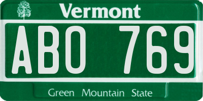 VT license plate ABO769