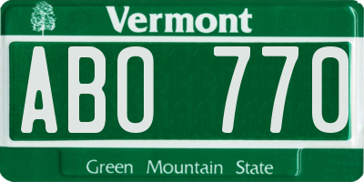 VT license plate ABO770