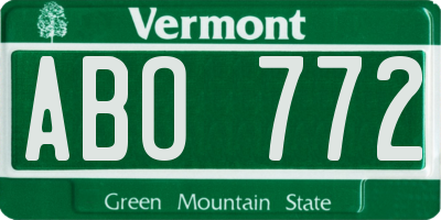 VT license plate ABO772