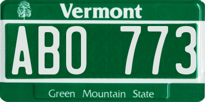 VT license plate ABO773