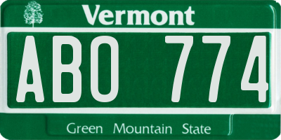 VT license plate ABO774