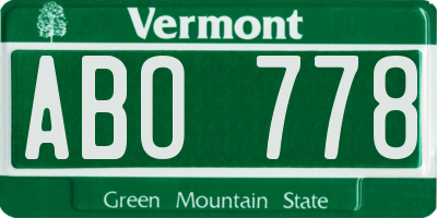 VT license plate ABO778