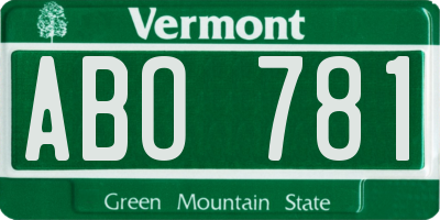 VT license plate ABO781