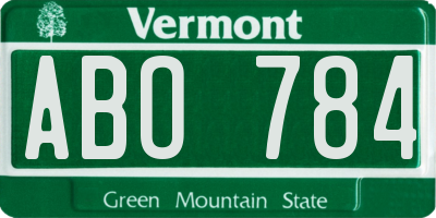 VT license plate ABO784