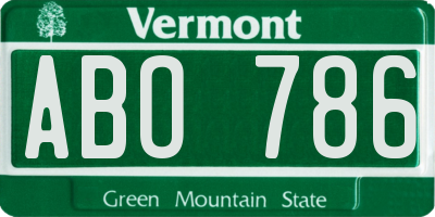 VT license plate ABO786