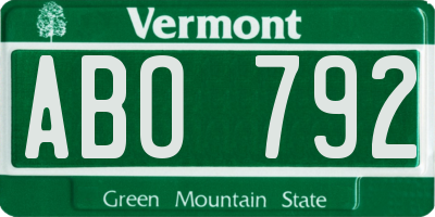 VT license plate ABO792