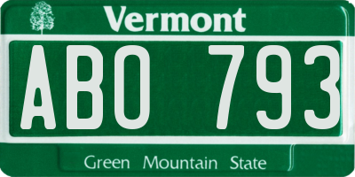 VT license plate ABO793