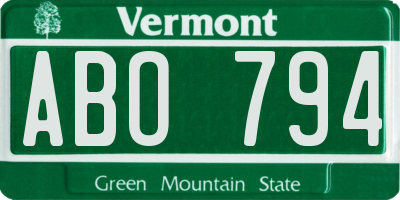 VT license plate ABO794