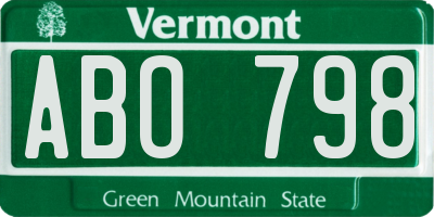 VT license plate ABO798