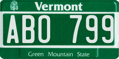 VT license plate ABO799