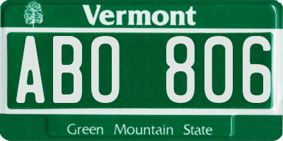 VT license plate ABO806