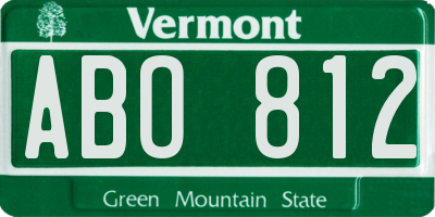 VT license plate ABO812