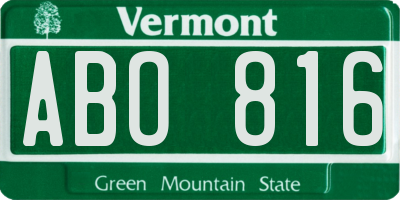 VT license plate ABO816