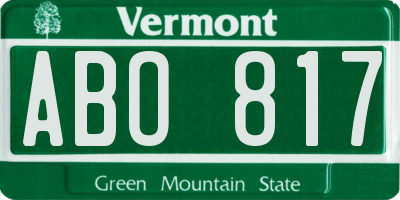 VT license plate ABO817