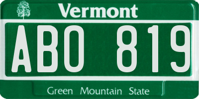 VT license plate ABO819