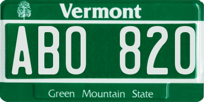 VT license plate ABO820