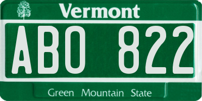 VT license plate ABO822