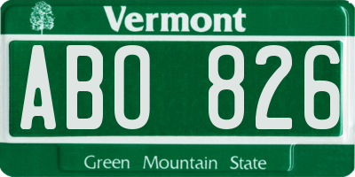 VT license plate ABO826