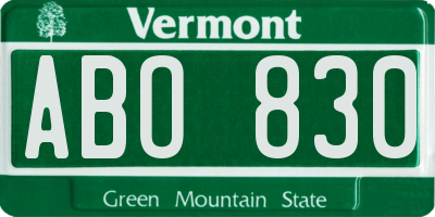 VT license plate ABO830