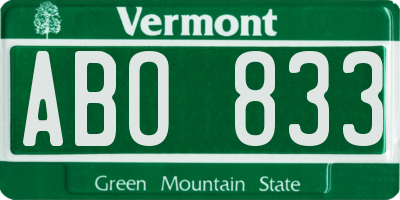 VT license plate ABO833